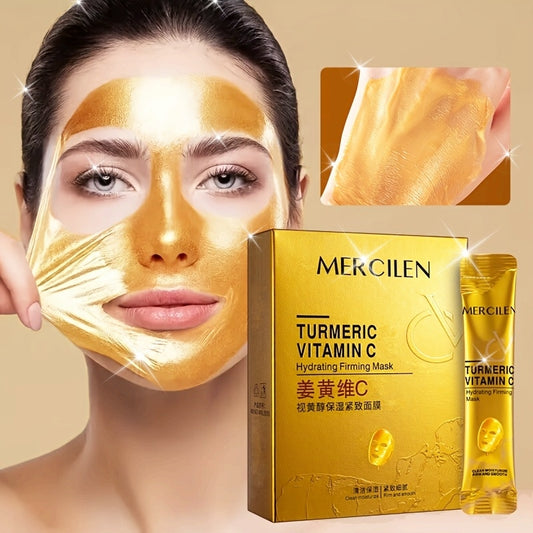 10 Pack Set Turmeric Vitamin C Retinol Korean Moisturizing and Firming Mask 6g*10 Pack, Added Aloe Vera, Hyaluronic Acid Deep Cleansing, Moisturizing and Firming, Suitable for All Skin Types, Night Sleeping Mask, Travel Porta