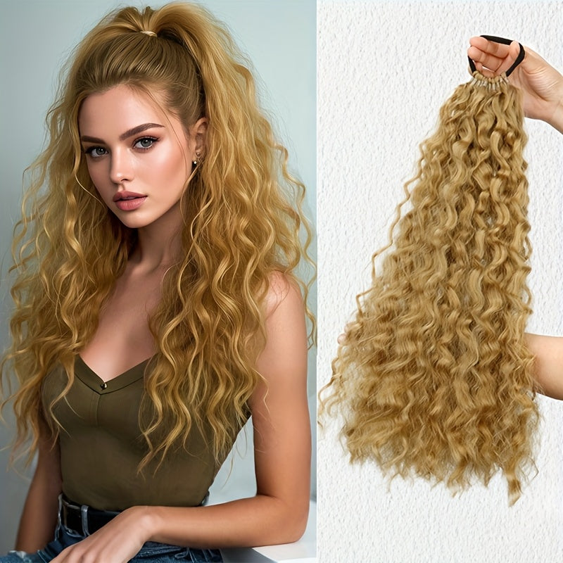 Women' Kinky Curly Long Ponytail Hair Extension - Volumizing Synthetic Fluffy Hairpiece with Elastic Band for Secure Fit, Volume & Curly Length for Parties, Weddings, Photo Shoots, Daily Use - Volume-Boosting Ponytail Add- fo