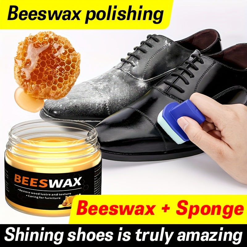 NEW Arrivals Premium Beeswax Leather Shoe Polish - Natural Conditioning Wax for Boots, Bags & Furniture Protection, Deep Shine & Scratch Prevention, Safe for Men & Women, Shoe Polish for Shoes, Furniture Waterproofing, Protec