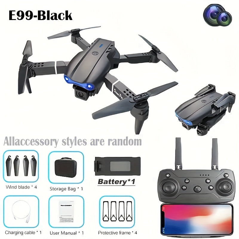 Popular in Tik-Tok E99 Pro Folding Drone with Altitude Hold for Stable Flight, Easy to Operate, Suitable for Beginners and Aerial Photography Enthusiasts, Features Wi-Fi Function, Optical Flow Hovering, Indoor/Outdoor Foldabl