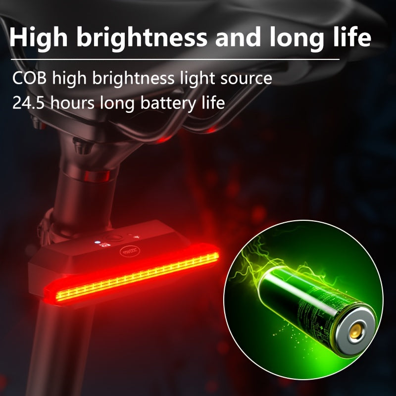 NEW Bike Tail Light, USB-C Rechargeable 30H Runtime Ultra Bright LED Bike Rear Light with Smart Brake, IPX5 Light, 6 Modes, USB Cable Included, 36V Compatible for Mountain/Road ( Post Mounted)
