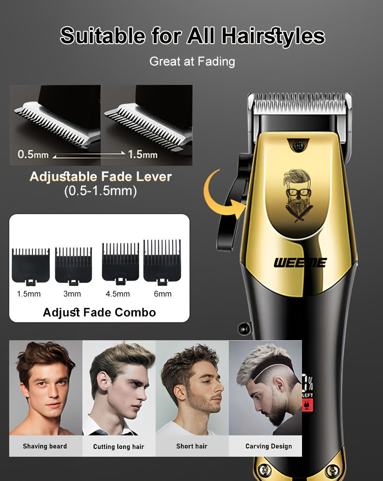 3pcs Men's electric hairdresser set, hairdresser hairdresser set, household electric hairdresser set, USB charging electric hairdresser, alloy knife head, LCD display, carving shape, household car travel use, Father's Day gi