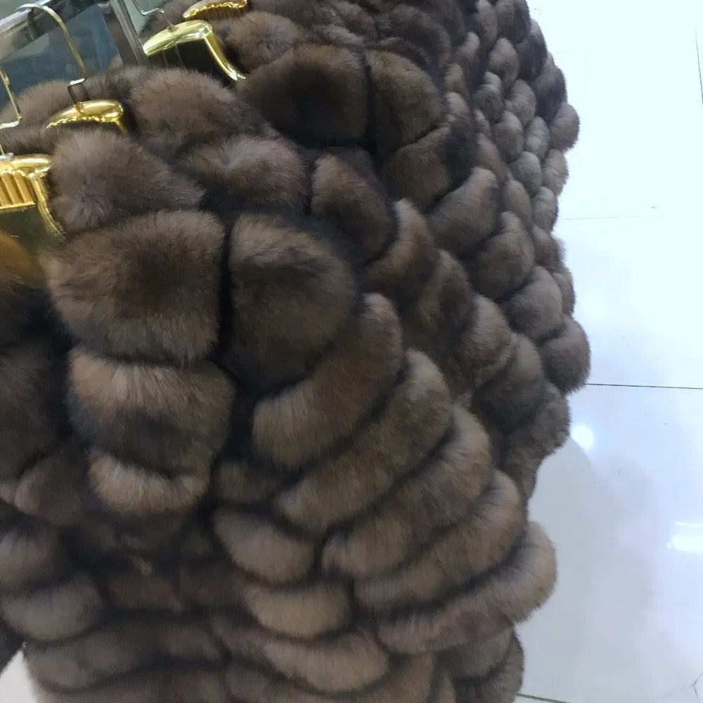 NEW Arrivals UK Extra Large Size 3 Colors Ladies Suit Collar Winter Real  Fox Fur Coat Thick Warm  Sable Women's Light Brown Long Jacket The Real Fox Fur Coat for Women