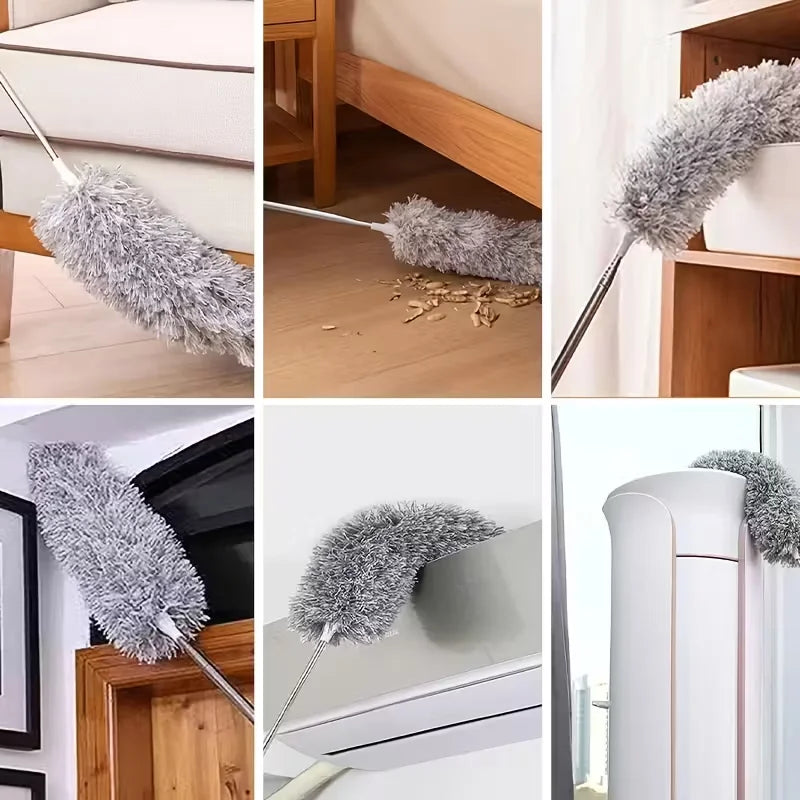Electrostatic Dusters, Retractable Dust Removal Brush, Reusable Washable Furniture Dust Duster for Fan, Desk, Ceilings Cobweb Roof A/C Home Office Cleaning Supplies