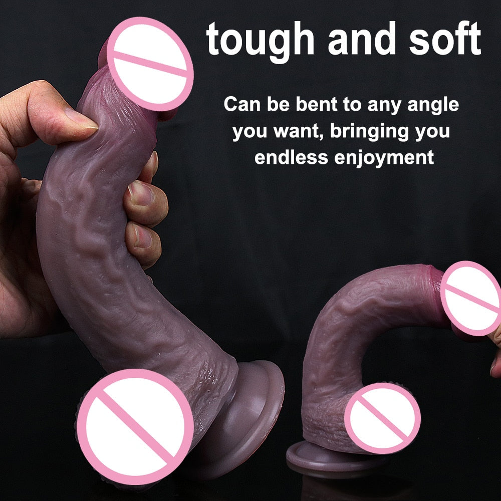 Realistic Dildo Sex Toys for Womans Soft Double Layer Silicone Adult Woman Penis Butt Plug Dick Vagina Anal Massage Masturbation