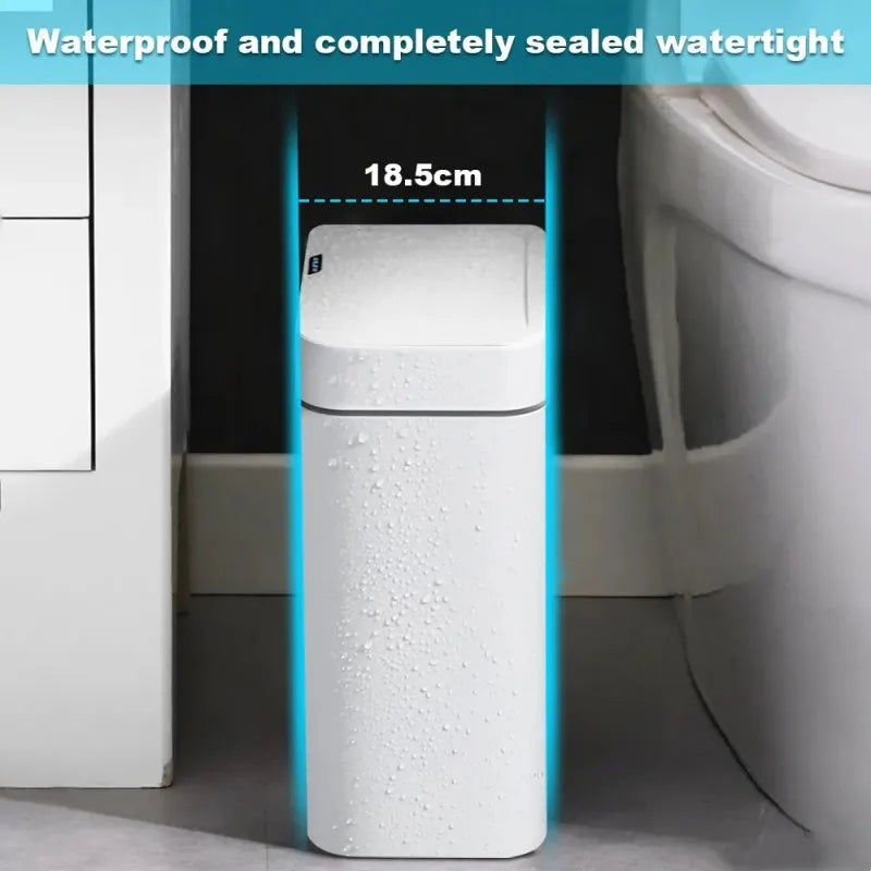 NEW Arrivals 15/18L Smart Sensor Trash Can Garbage Bucket Waterproof Narrow Seam Automatic Trash Bin Wastebasket for Kitchen Toilet Bedroom Home Supplies