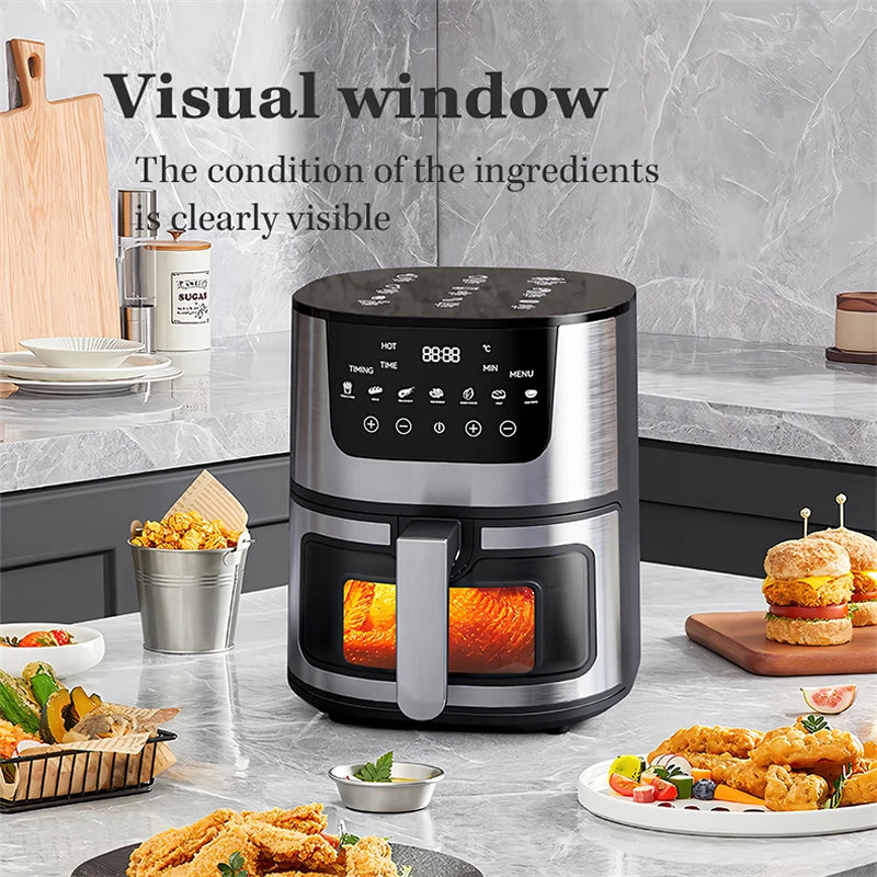 1400W 7L Electric Air Fryer Large Capacity Convection Oven Deep Fryer Without Oil Kitchen 360° Baking LED Touch Screen Air Fryer