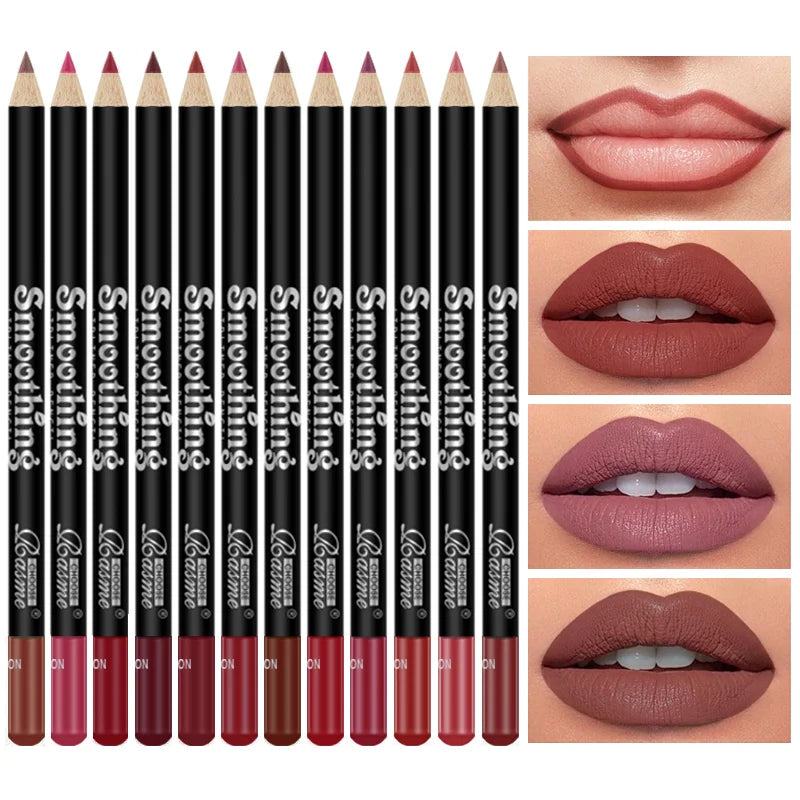 NEW Arrivals 12 PCS Set Long-Lasting Lipstick  Korean Set with Professional Lip Liner Pencil and Matte Lip Gloss for Women Cosmetic Accessories