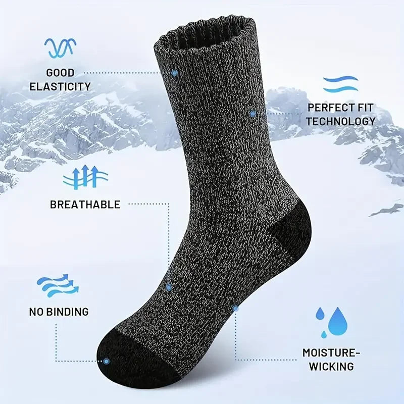 5 Pairs (39-45) Size Winter Snow Sports Skiing Climbing Cycling Thermal Wool Socks For Women Men, Super Thick Mountain Hiking Socks For Cold Weather Sports Apparel Clothing Accessories
