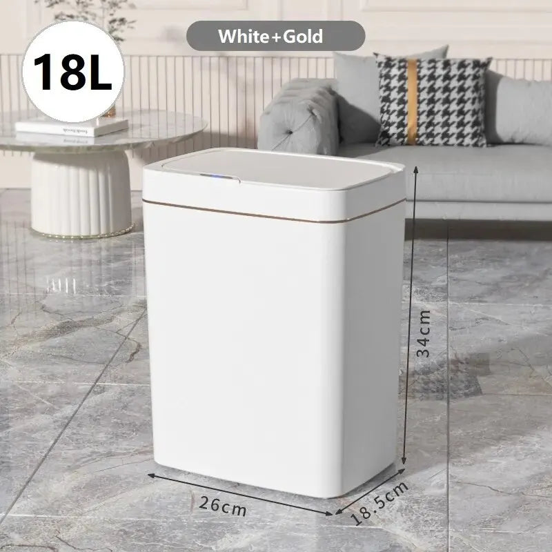 NEW Arrivals 15/18L Smart Sensor Trash Can Garbage Bucket Waterproof Narrow Seam Automatic Trash Bin Wastebasket for Kitchen Toilet Bedroom Home Supplies