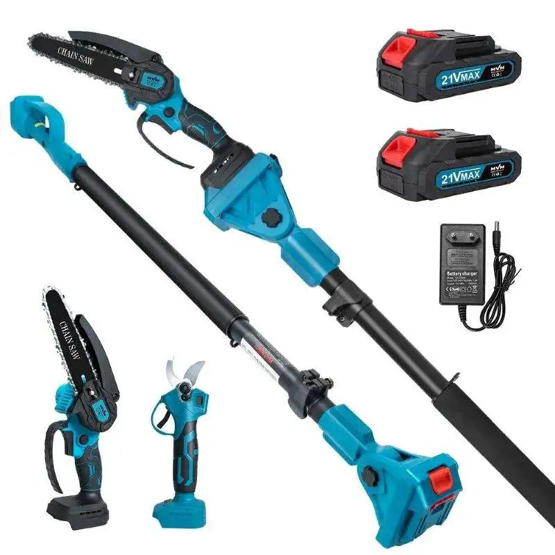 NEW Set Garden Wire Saw, 21V Lithium Battery Powered Pruning Saw, Telescope Long-Handled Pole Chainsaw, Garden Pruning Shears Electric Scissors Logging Saw Home Gardening Supplies