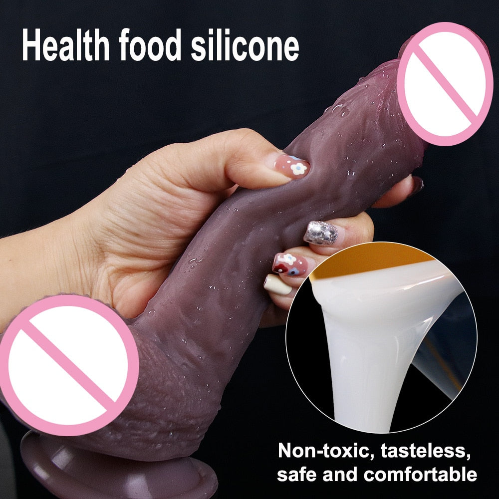 Realistic Dildo Sex Toys for Womans Soft Double Layer Silicone Adult Woman Penis Butt Plug Dick Vagina Anal Massage Masturbation