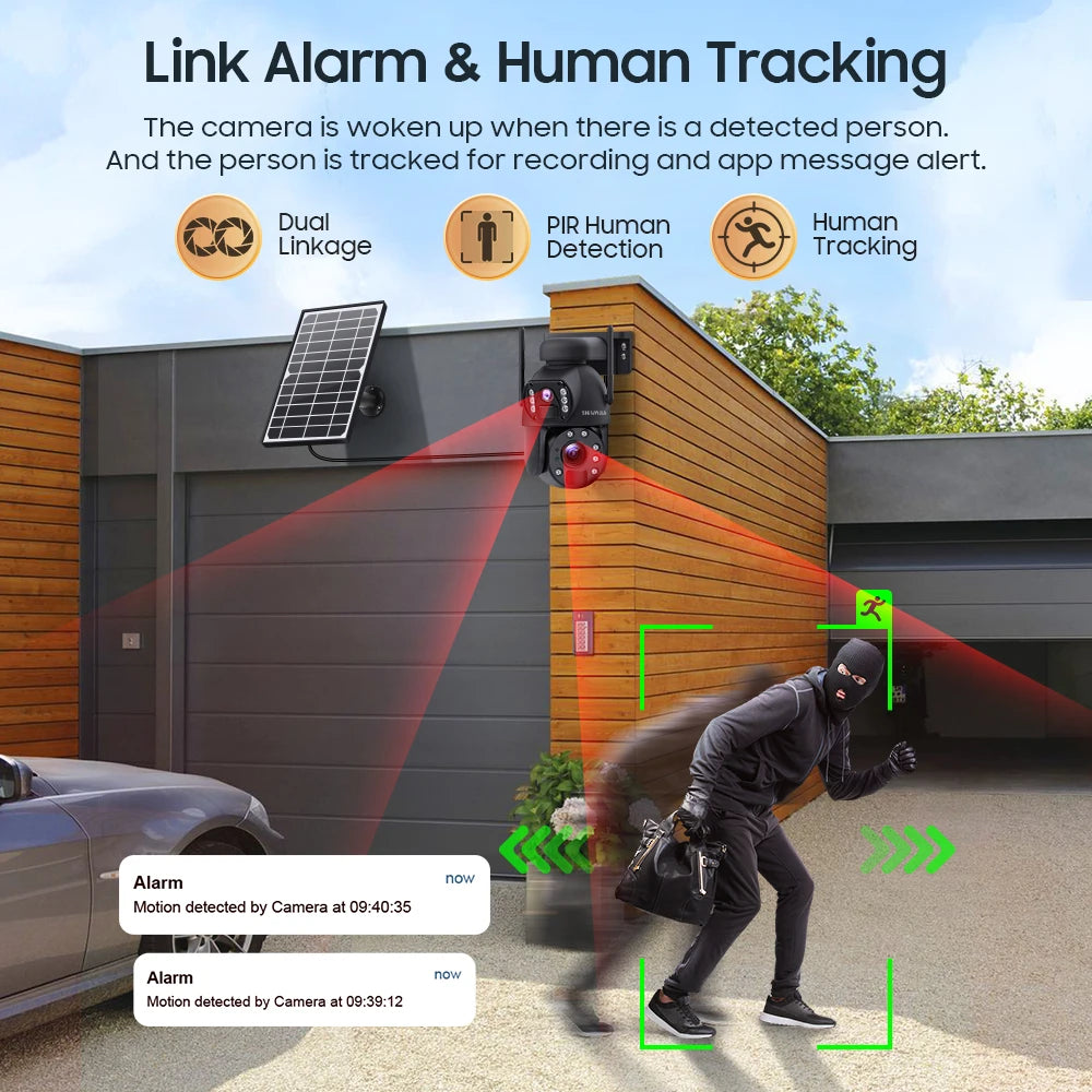 NEW 50X ZOOM 12MP 4G Sim Solar Camera Outdoor 360° Wireless WI-FI Battery Security Cameras Solar Panel PIR Night Vision Recording Home Office Factory Security Systems