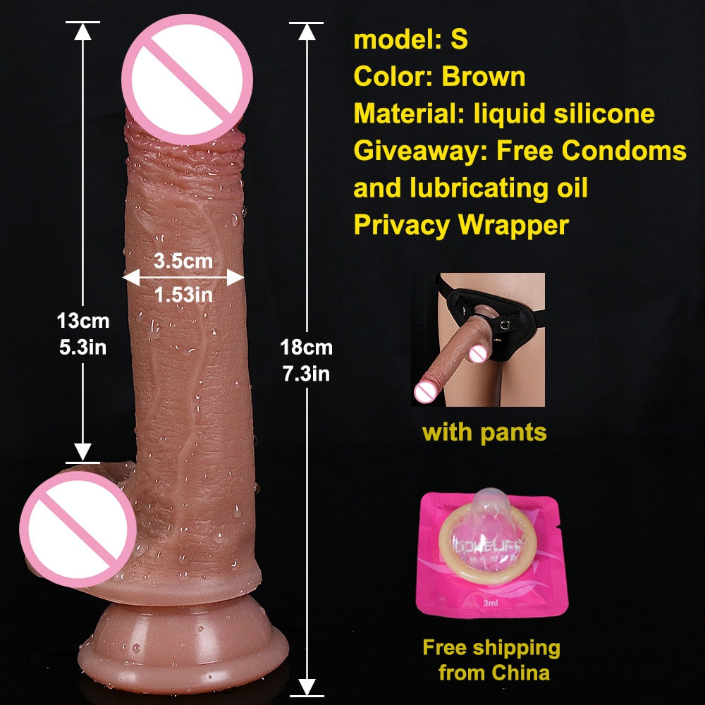 Realistic Dildo Sex Toys for Womans Soft Double Layer Silicone Adult Woman Penis Butt Plug Dick Vagina Anal Massage Masturbation