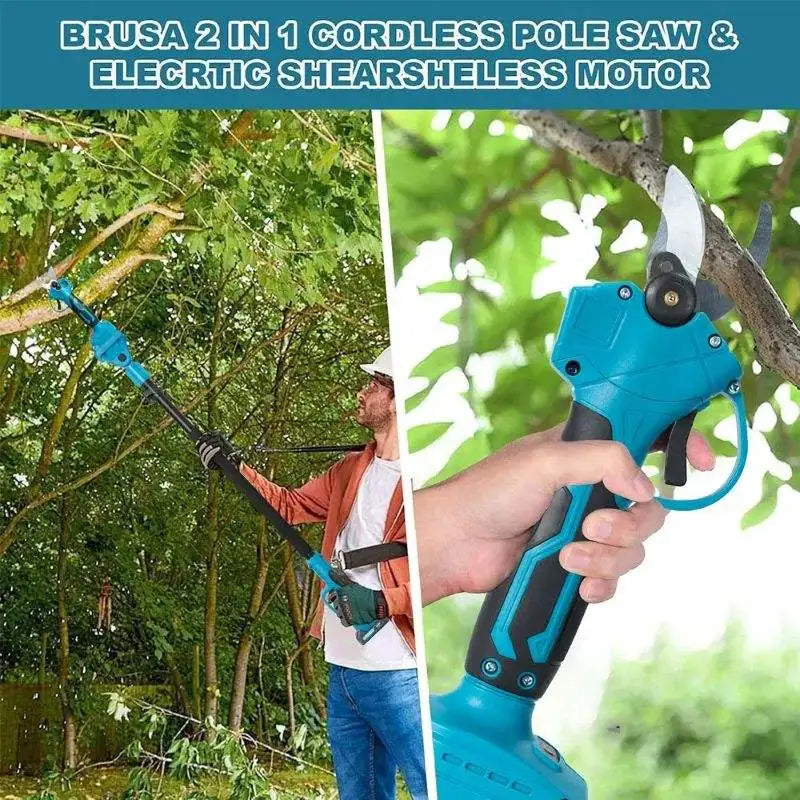 NEW Set Garden Wire Saw, 21V Lithium Battery Powered Pruning Saw, Telescope Long-Handled Pole Chainsaw, Garden Pruning Shears Electric Scissors Logging Saw Home Gardening Supplies