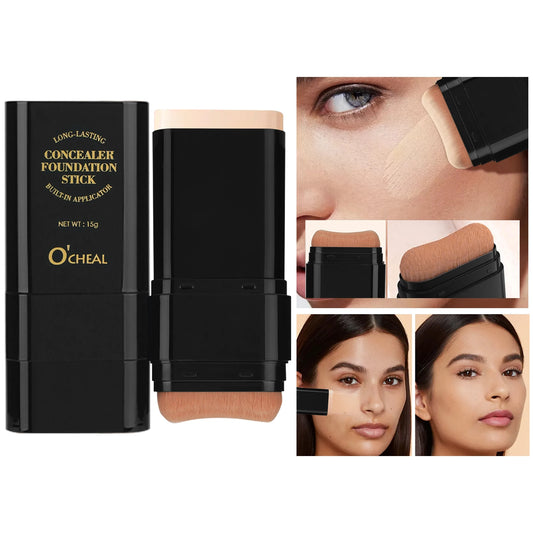 Two In One Concealer Foundation Stick Facial Matte Waterproof Bronzer Contouring Face Coverage Moisturizing Makeup Cream