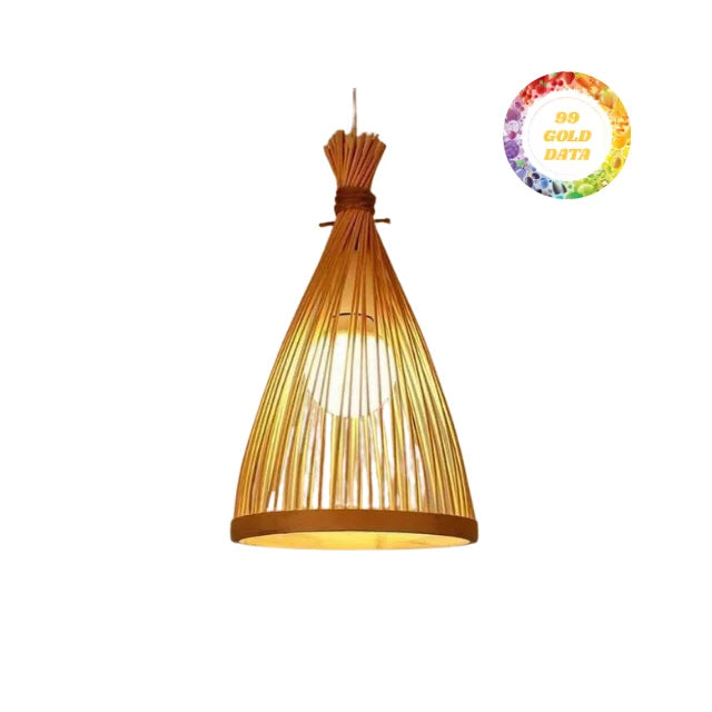 Vietnamese Handcrafted 100% Bamboo Pendant Lamp with Traditional Woven Shade, Ideal for Home Balcony or Cafe Decoration with Rustic Design Style