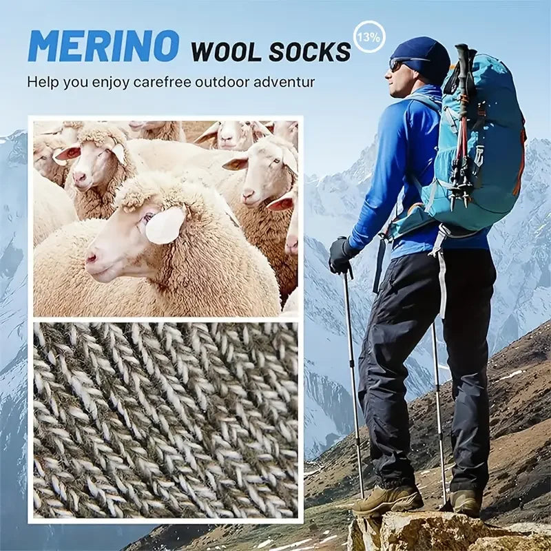5 Pairs (39-45) Size Winter Snow Sports Skiing Climbing Cycling Thermal Wool Socks For Women Men, Super Thick Mountain Hiking Socks For Cold Weather Sports Apparel Clothing Accessories