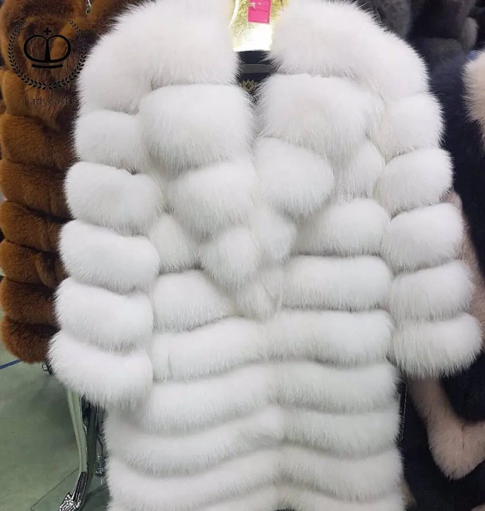 NEW Arrivals UK Extra Large Size 3 Colors Ladies Suit Collar Winter Real  Fox Fur Coat Thick Warm  Sable Women's Light Brown Long Jacket The Real Fox Fur Coat for Women