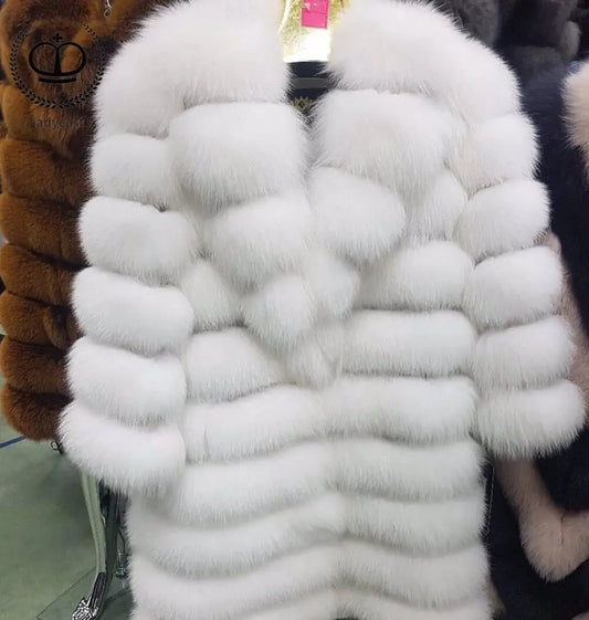 NEW Arrivals UK Extra Large Size 3 Colors Ladies Suit Collar Winter Real  Fox Fur Coat Thick Warm  Sable Women's Light Brown Long Jacket The Real Fox Fur Coat for Women