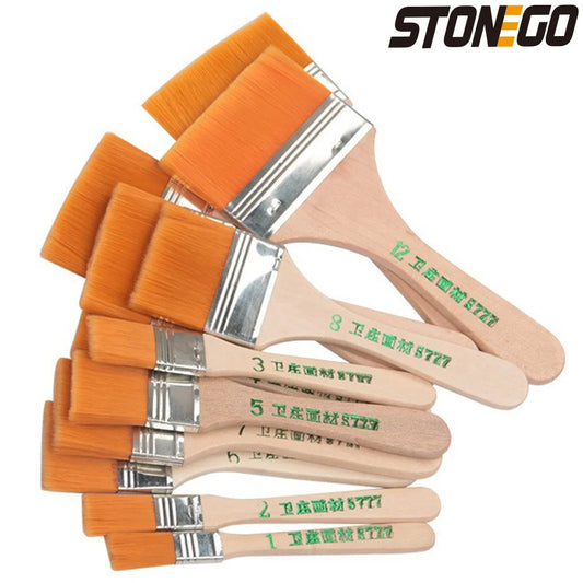 NEW 12pcs/set All Sizes Memory Nylon Paint Brushes Set for Acrylic Oil Drawing Watercolor Wooden Painting Brush Tools Art Supplies Home Indoor Outdoor Painting Accessories