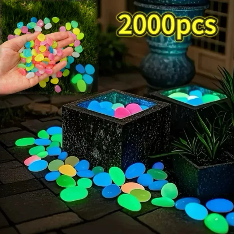 Glow in The Dark Garden Pebbles for Sidewalk Garden Terrace Lawn Gardens Patio Fish Tank Aquarium Decoration Glow Stone Home Outdoor Garden Decoration Supplies