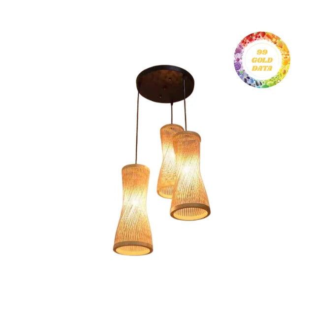 Vietnamese Handcrafted 100% Bamboo Pendant Lamp with Traditional Woven Shade, Ideal for Home Balcony or Cafe Decoration with Rustic Design Style