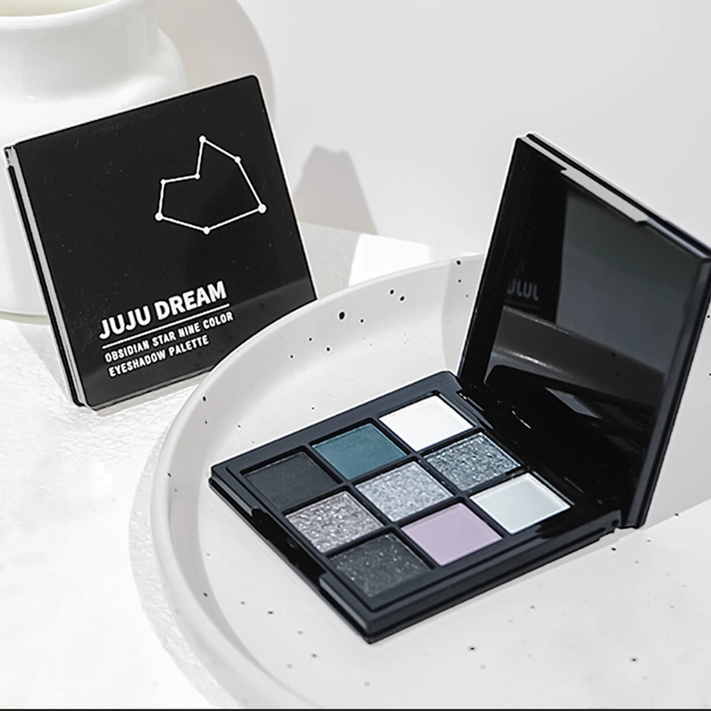 9-Shades Eyeshadow Palette: Black Swan, Smoky, Dark Black, Grey Silver Glitter, Matte Finish, Long-Lasting, and Easy to Color Women Cosmetic Supplies