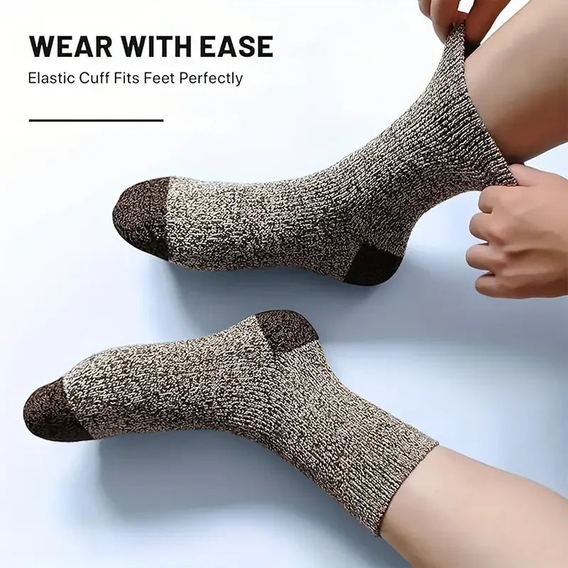 5 Pairs (39-45) Size Winter Snow Sports Skiing Climbing Cycling Thermal Wool Socks For Women Men, Super Thick Mountain Hiking Socks For Cold Weather Sports Apparel Clothing Accessories