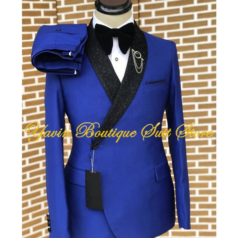 NEW Arrivals 2PCS Set S-5XL Black Collar 4 Colors Men Formal Business Dinner Suits Regular Fit Latest Design Wedding Best Man Suit For Men Blazer Sets Groom Tuxedos Men Luxury Fashion Clothing Supplies