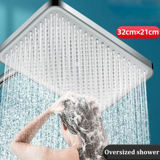 NEW Arrivals 13 inch Large Powerful Water Outlet Pressurized Shower Head Water Heater Large Panel Top Spray Home Bathroom Accessories