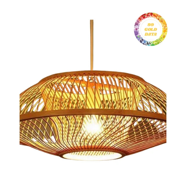 Vietnamese Handcrafted 100% Bamboo Pendant Lamp with Traditional Woven Shade, Ideal for Home Balcony or Cafe Decoration with Rustic Design Style