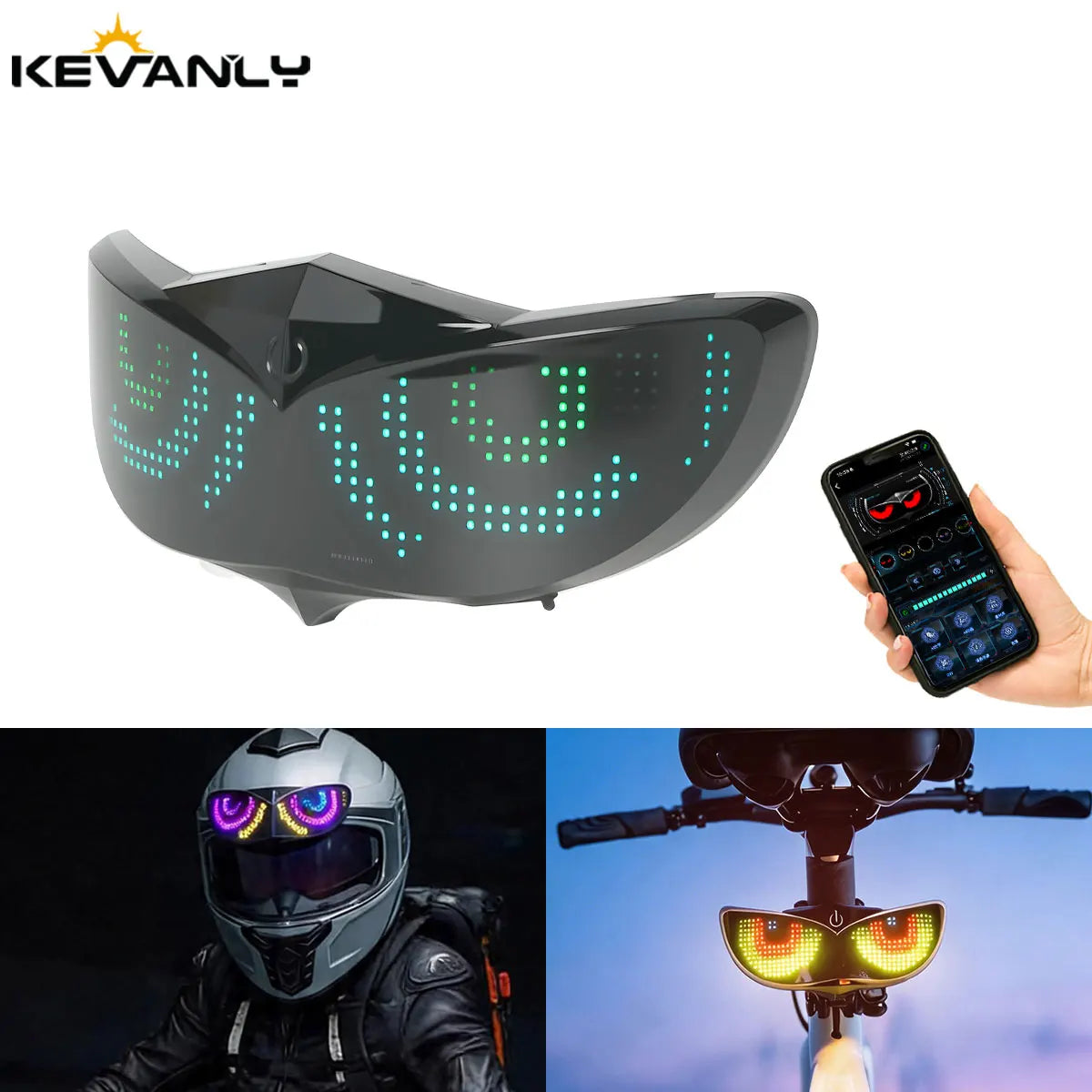 Motorcycle Bicycle Helmet LED Demon Eye Night Riding Daytime Running Safety Warning Light Running Lights