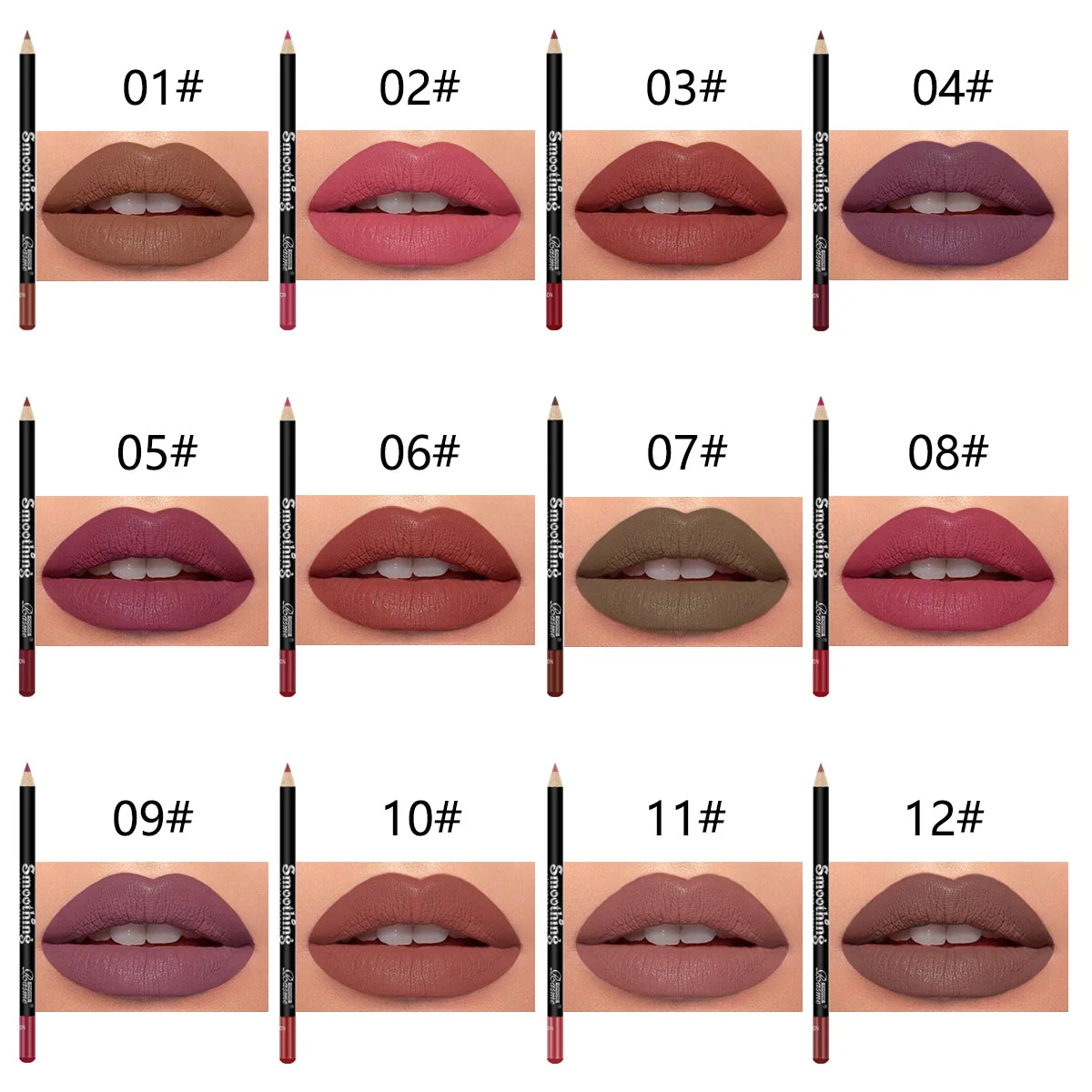 NEW Arrivals 12 PCS Set Long-Lasting Lipstick  Korean Set with Professional Lip Liner Pencil and Matte Lip Gloss for Women Cosmetic Accessories