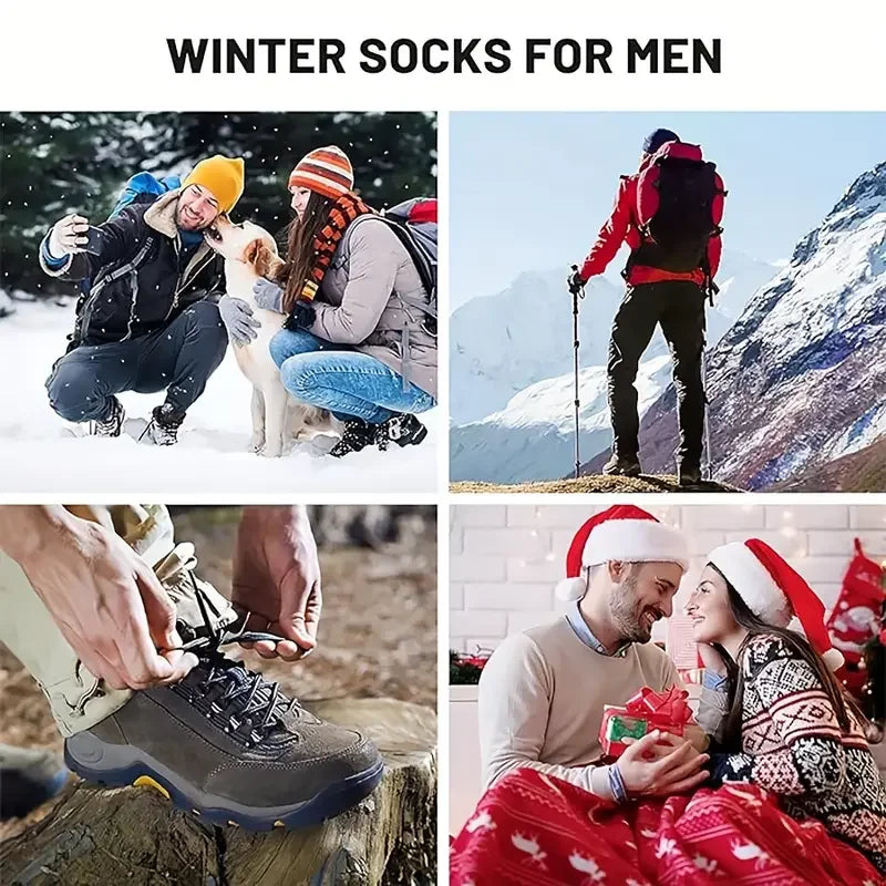 5 Pairs (39-45) Size Winter Snow Sports Skiing Climbing Cycling Thermal Wool Socks For Women Men, Super Thick Mountain Hiking Socks For Cold Weather Sports Apparel Clothing Accessories