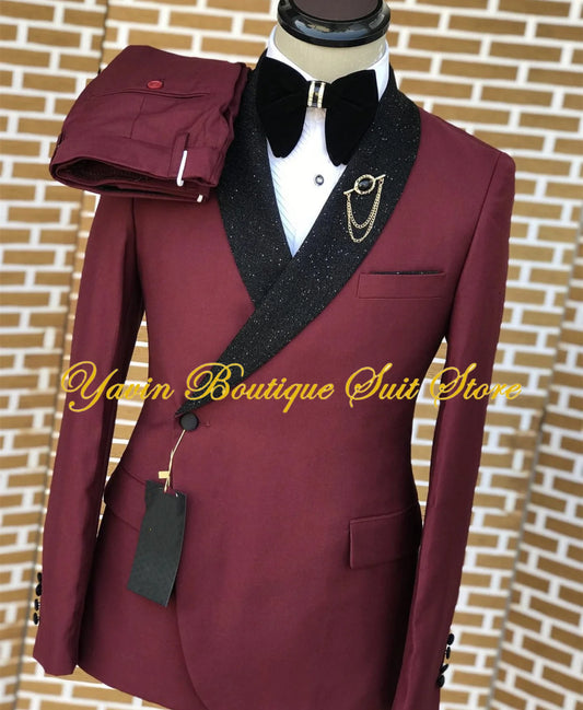 NEW Arrivals 2PCS Set S-5XL Black Collar 4 Colors Men Formal Business Dinner Suits Regular Fit Latest Design Wedding Best Man Suit For Men Blazer Sets Groom Tuxedos Men Luxury Fashion Clothing Supplies