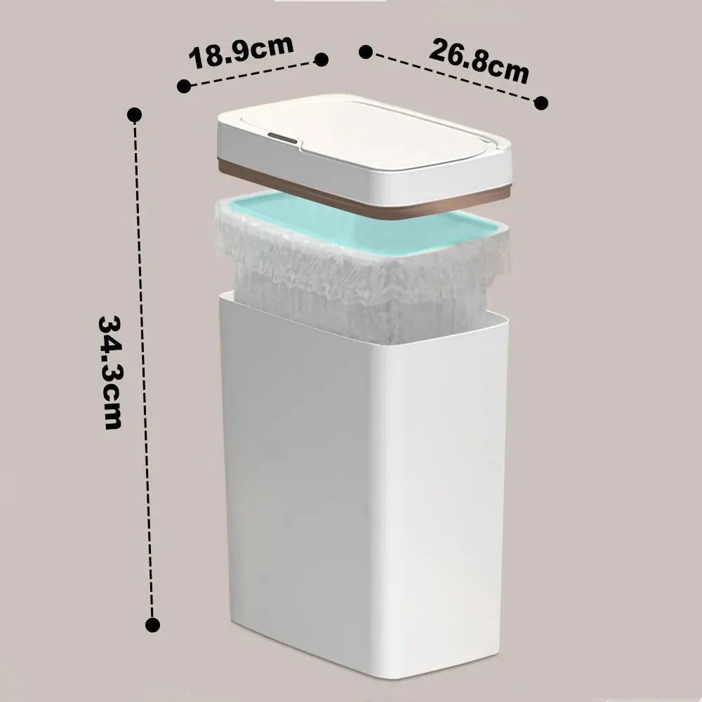 NEW Arrivals 15/18L Smart Sensor Trash Can Garbage Bucket Waterproof Narrow Seam Automatic Trash Bin Wastebasket for Kitchen Toilet Bedroom Home Supplies
