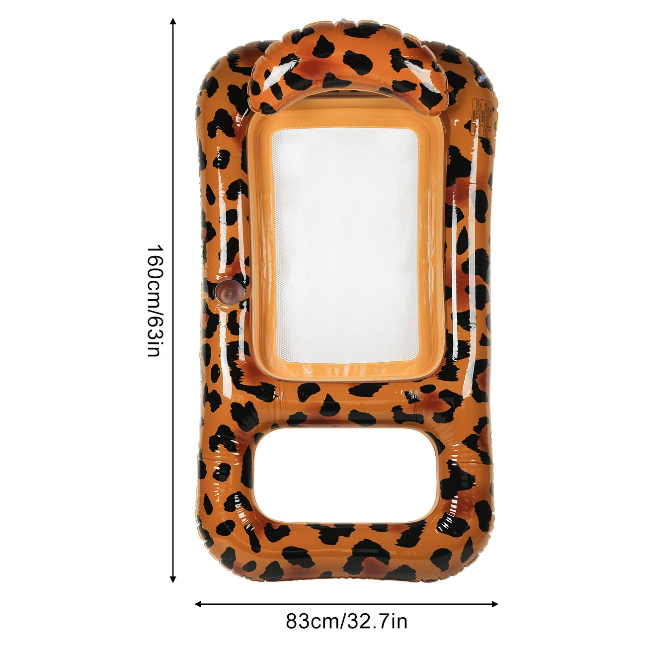 Leopard  Inflatable Water Pool Beach Float Adult Lounger with Pillow Cup Holder Mesh Seat, Summer Water Hammock Raft Bed