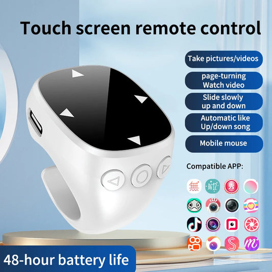 NEW Arrivals JX-13 Smart Fingertip Ring Remote Control Wireless Bluetooth Mobile Selfie Mice Selfie Video Automatic Page Turner Browsing Mobile Phones Accessories