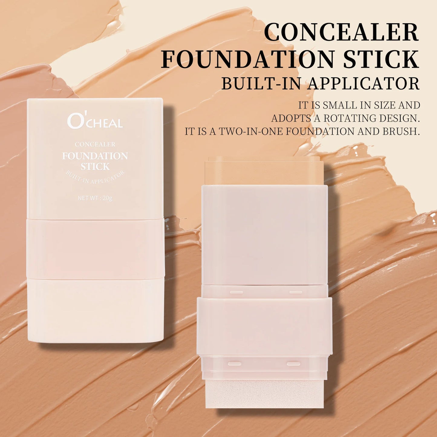 Two In One Concealer Foundation Stick Facial Matte Waterproof Bronzer Contouring Face Coverage Moisturizing Makeup Cream