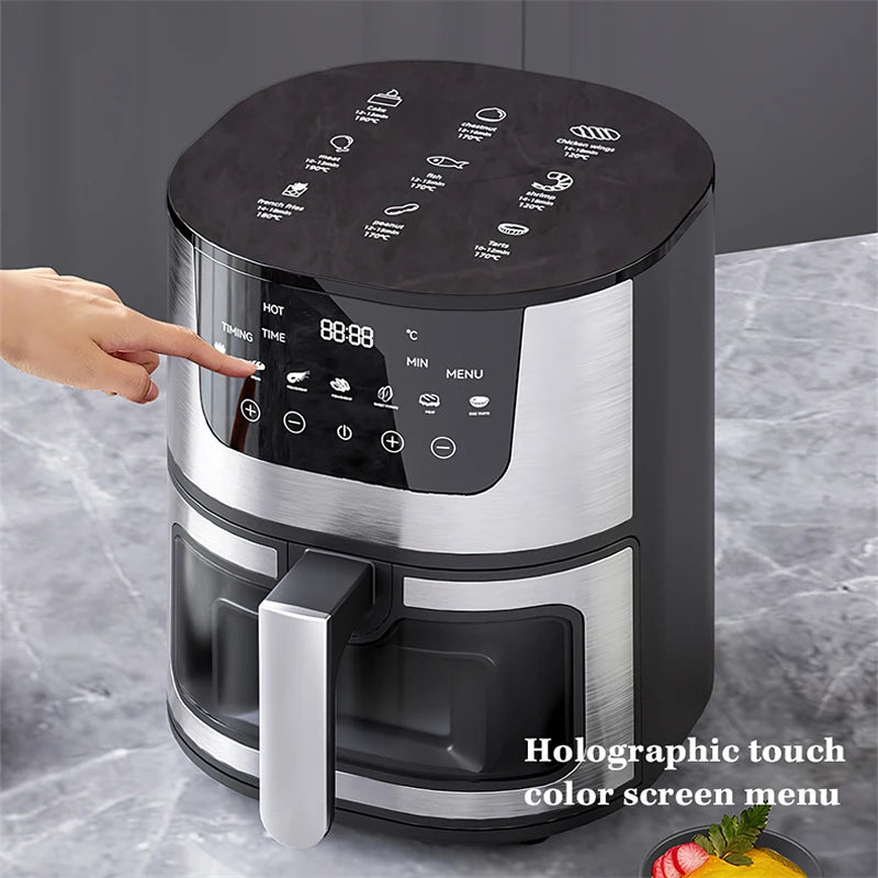 1400W 7L Electric Air Fryer Large Capacity Convection Oven Deep Fryer Without Oil Kitchen 360° Baking LED Touch Screen Air Fryer