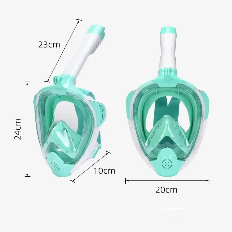 Full face snorkeling mask with detachable camera holder, adult folding snorkeling swimming diving mask wide viewing angle anti-f