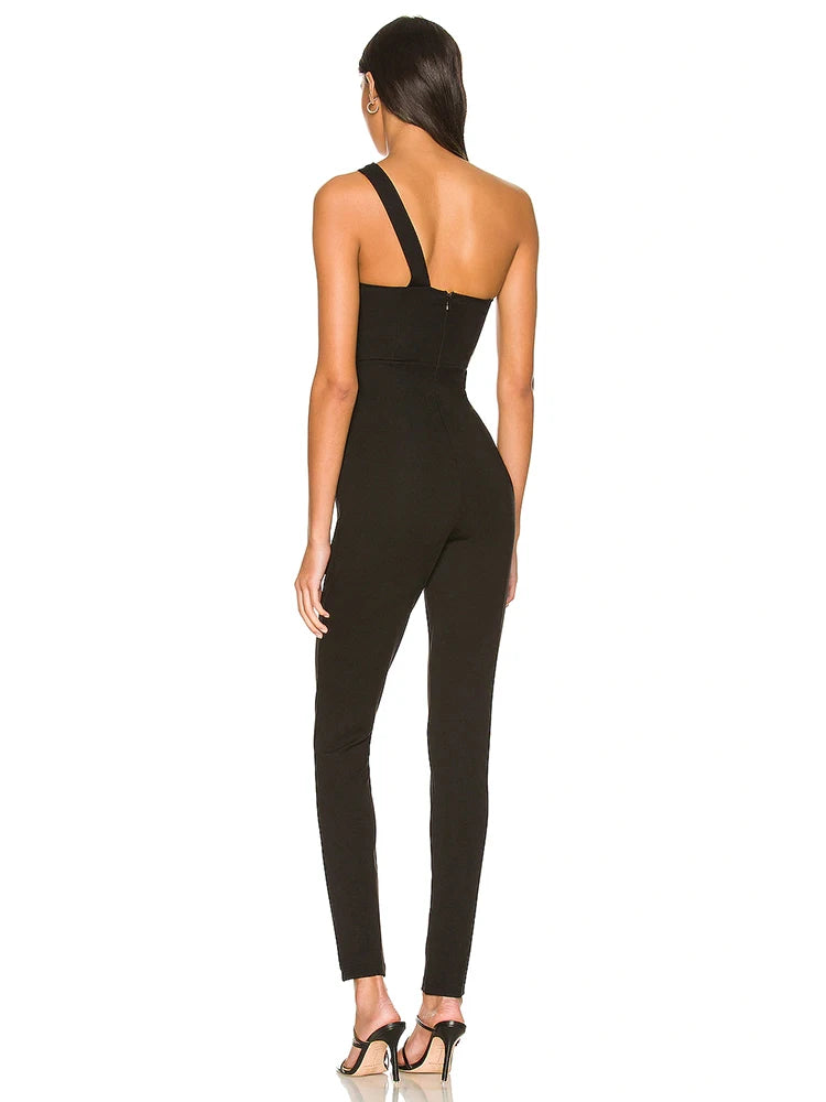Women's Diamonds Bandage Jumpsuit Sexy Elegant Cut Out Sleeveless Long Jumpsuits Summer Pencil Pants Evening Party Outfit