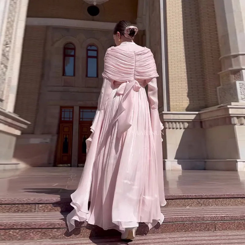 3 Colors Xs-3XL Plus Size Islamic Middle East Women's Breathable Handmade Luxury Abaya Dubai Custom Elegant Cross-Strap Slim Stand Collar Ankle Length Long Sleeve Formal Dress Gowns Muslim Ladies Religious Apparel Clothing Su