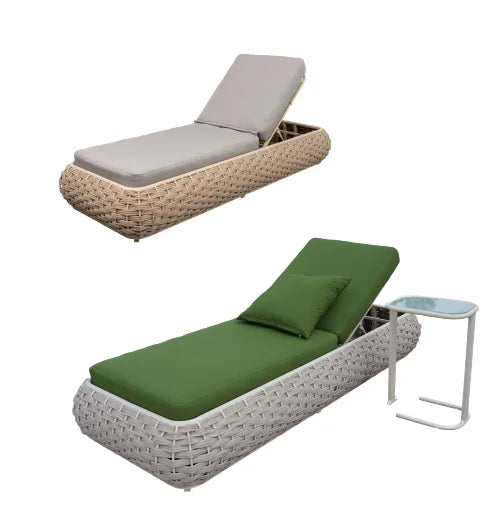NEW Luxury Rattan Top Quality Modern Design Hotel Villa Resort Home Outdoor Swimming Pool Sun Lounger Aluminum Frame Sunbed Foldable Garden Lounge Chair Luxury Furniture Supplies