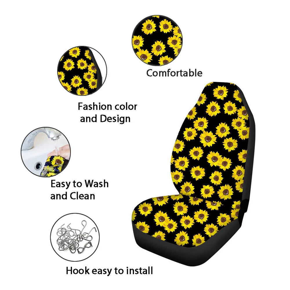 Car Seat Covers LGBT Pride Rainbow Flag Design Breathable Vehicle Seat Covers Print Easy to Install Interior Decor Front Seats