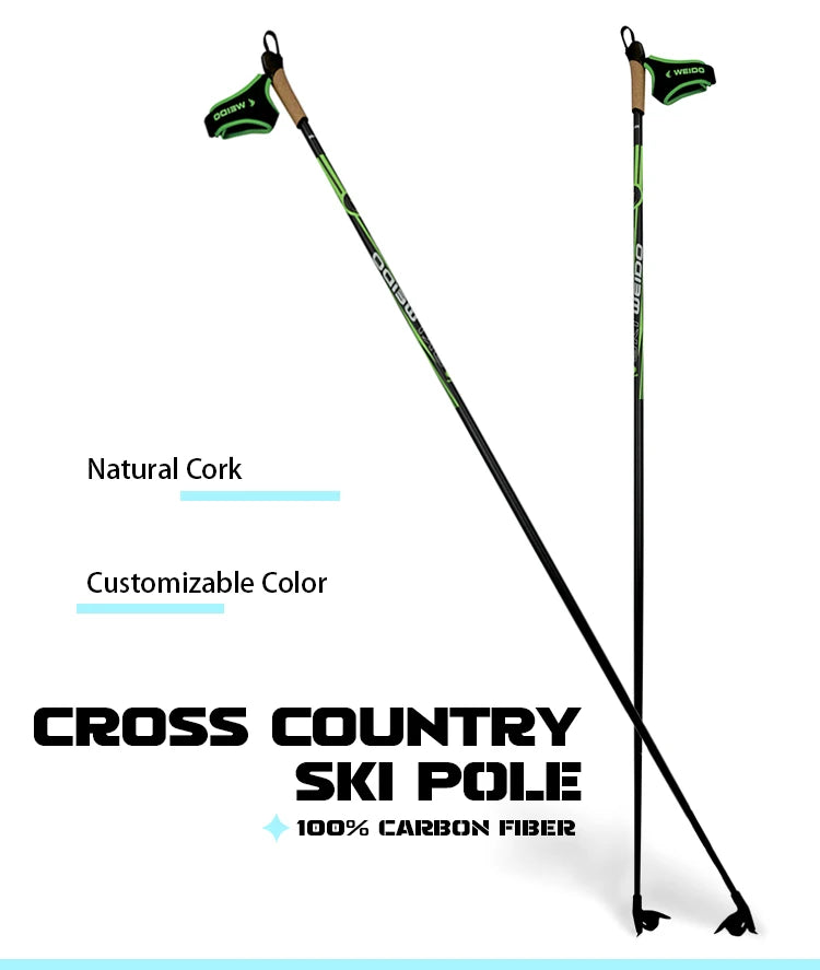 HOT SALE 100% Carbon Fiber Cross Country Professional Ski Racing Poles Alpine Pole Winter Snow Sports Flashing Roller Jump Hiking Equipment Winter Sport Accessories