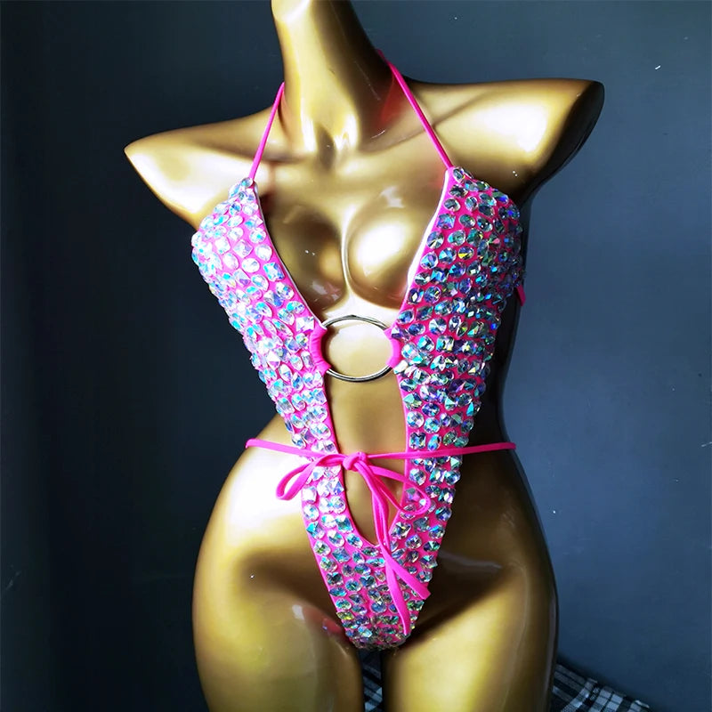 NEW Arrivals Women Female Luxurious Rhinestones Diamonds Bikini Sexy Ladies Swimwear Bathing Suit Bling Stones Luxury  Beachwear