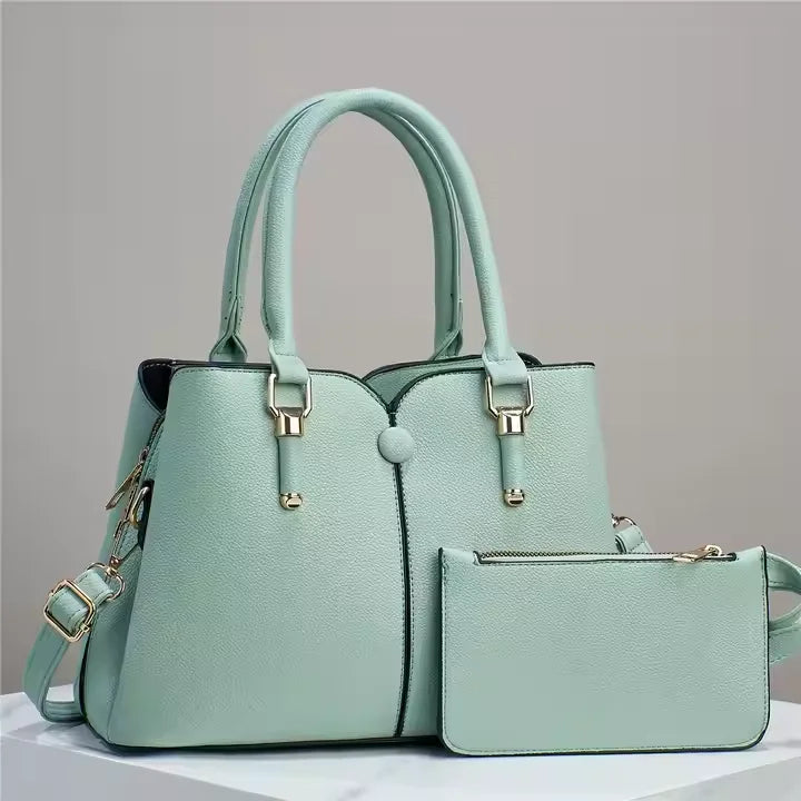 2 PCS Set 8 Colors Female Luxury Classic Handbag Set Fashion Crossbody Shoulder Bag Big Women's Tote Bags