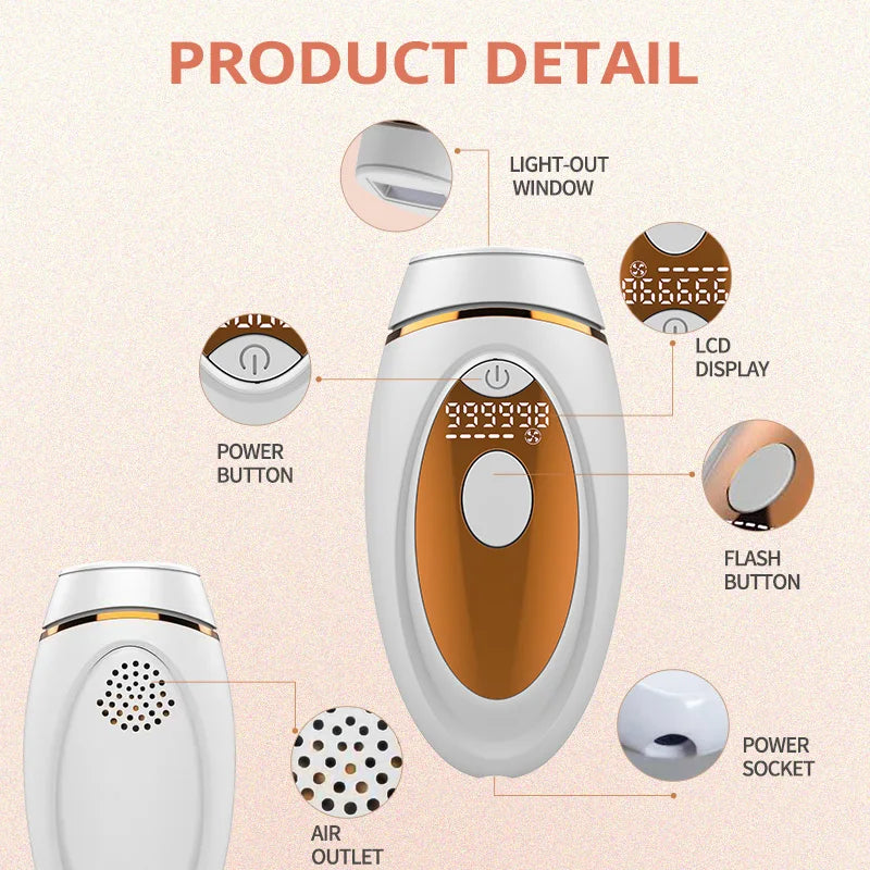 Vancostar Flash IPL Epilator LCD Laser Hair Removal Painless Permanent Photoepilation Trimmer Electric Depilador